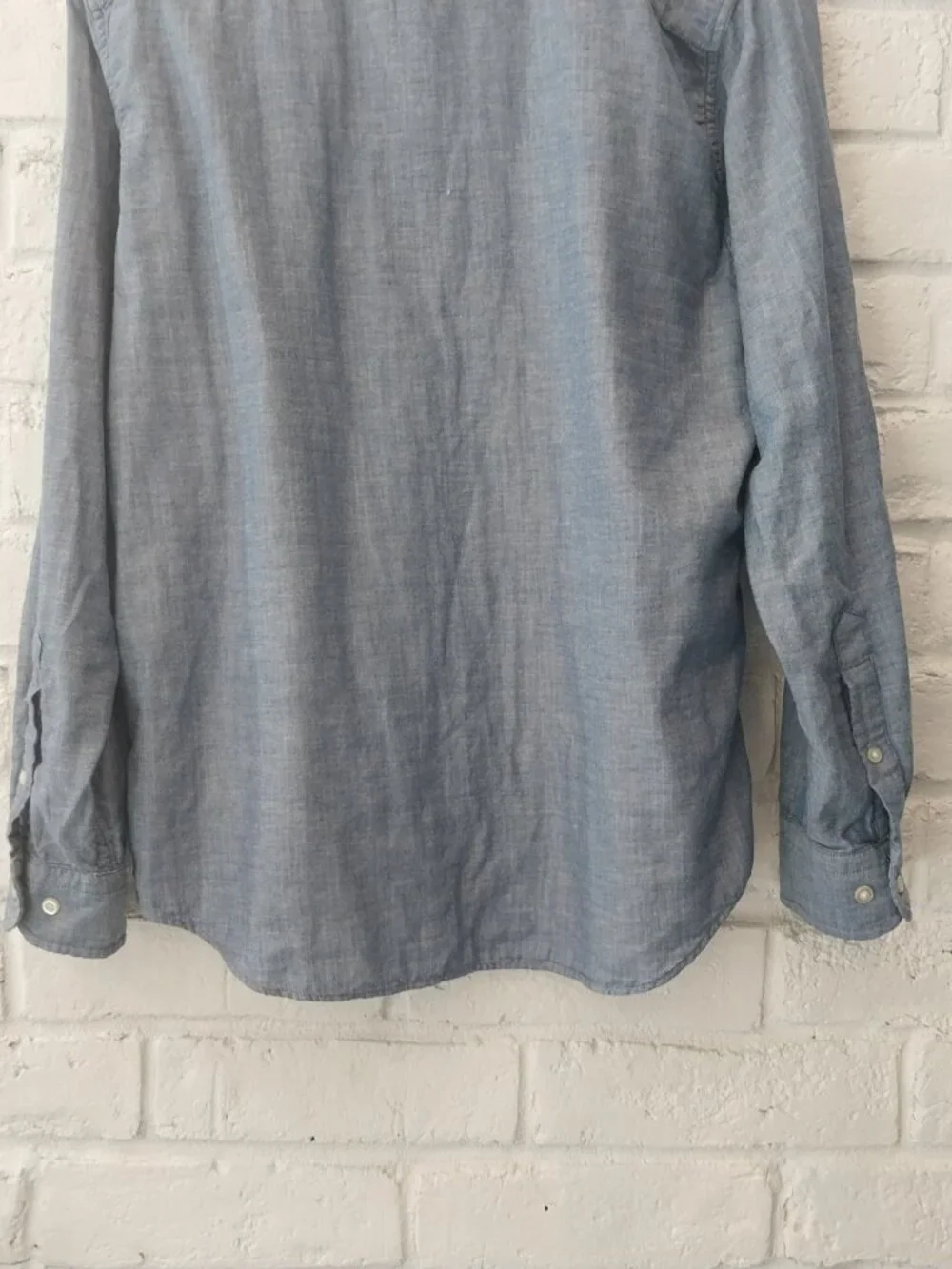 Banana Republic Untucked Slim Fit Double Cloth Blue Shirt Mens L Solid Stripped,